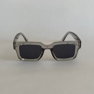 Y2K Grey Square Sunglasses Black Lens Unisex Streetwear UVA UVB